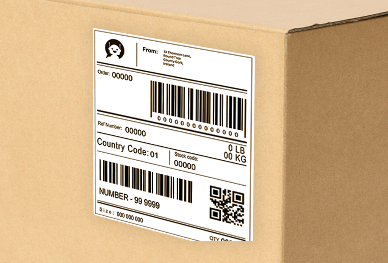 Sticky labels for cardboard packaging, couriers, distribution and logistics